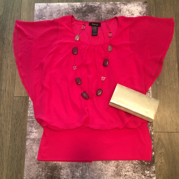 Bright Pink Layered Blouse / Top US 1X - Picture 3 of 8
